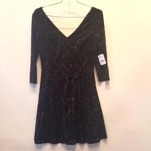 Midnight Doll NEW V Neck 3/4 Sleeve Party Wedding Prom Dress Black Dress Size 13